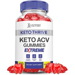 (2 Pack) Keto Thrive Keto ACV Gummies Extreme 2000MG Keto Thrive Keto Gummies Apple Cider Vinegar Formulated with Pomegranate Beet Juice Powder B12 Vegan Non GMO 120 Gummys