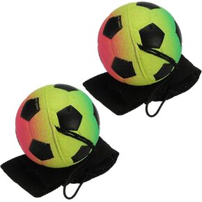 PATIKIL 2.5 Inch Sports Wrist Ball, 2Pcs Soccer Rubber Rebound Wristband Wrist Return Ball Sport on a String for Exercise Play, Mixed Colors