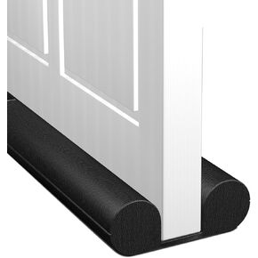 Under Door Draft Stopper 36" Twin Door Draft Blocker Reduce Cold Air,Light,Dust,Smoke,Odor & Noise,Black Door Gap Filler Soundproof Under Door Sweep for Bottom of Door Fit for Interior/Exterior Doors