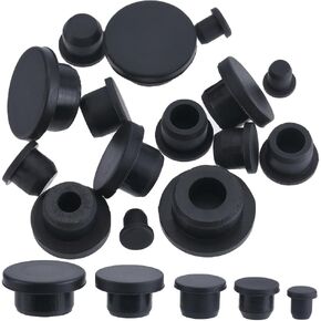 GORGECRAFT 20Pcs 5 Sizes Silicone Hole Plug Black Rubber Round Waterproof Button Tube End Cover Soft Flexible Stopper Plugs Furniture Accessory Fit for Bottle Pipes 7.5-21mm Inner Diameter