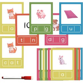 CVC Sight Words Games with 4 Popper Fidgety Board & 60 Flash Cards, Phonics Reading Spelling Writing Kindergarten Learning Activity, Sensory Educational Toy, Preschool Classroom Must Haves