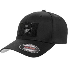 Pull Patch Curved Bill Premium Flexfit Hat | Black Baseball Cap | 2x3 in Loop Surface to Attach Morale Patches