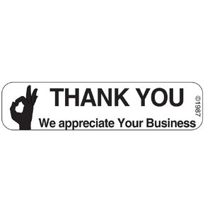 1-343 Permanent Paper Label, "Thank You WE", 1 9/16" x 3/8", White (500 per Roll, 2 Rolls per Box)
