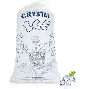 Ice Bags 8lb with Drawstring, 50 Pack Plastic Ice Bags for Ice Storage (2 Mils Thickness)