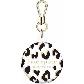 Kate Spade New York AirTag Holder with Gold Ring Clip - Protective Case for Apple AirTag - City Leopard