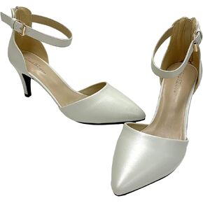 AMANDA DILAURIE OO Women’s Pointed Toe Low Mid Heel Closed Ankle Strap Sandal Dress Wedding Shoes Medium Wide Widths