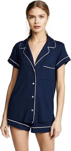 Eberjey Women's Gisele - Shortie Short PJ Set Pure Ivory/Navy S in Kuwait