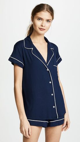 Eberjey Women's Gisele - Shortie Short PJ Set Pure Ivory/Navy S in Kuwait