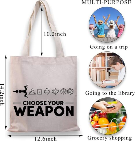 BDPWSS Choose Your Weapon DND Tote Bag Dungeons Tabletop Role Playing Gamer Gift Dragons D20 RPG Gaming Gift in Saudi Arabia