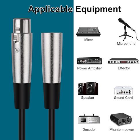 كابل ميكروفون XLR بطول 6 أقدام مع سلك ميكروفون متوازن ذكر إلى أنثى بثلاثة دبابيس لمكبرات الصوت التي تعمل بالطاقة وواجهة الصوت والأداء الصوتي الاحترافي وأجهزة التسجيل (أخضر) in Saudi Arabia