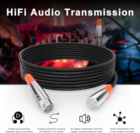 6 Feet XLR Microphone Cable with Balanced Male to Female 3 Pin Mic Cord for Powered Speakers, Audio Interface, Professional Pro Audio Performance, and Recording Devices (Green) in Kuwait