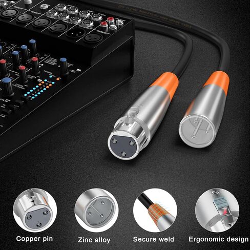 6 Feet XLR Microphone Cable with Balanced Male to Female 3 Pin Mic Cord for Powered Speakers, Audio Interface, Professional Pro Audio Performance, and Recording Devices (Green) in Kuwait