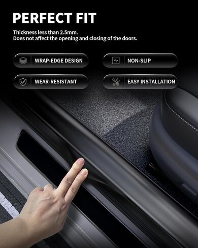 واقي عتبة الباب LASFIT لعام 2023 Tesla Model Y 5 مقاعد (غير مناسب 7 مقاعد) غير لامع TPE وABS واقي دخول الباب الأمامي والخلفي ملحقات لوحة جرجر عتبة السجاد الخلفية - حزمة من 4 in Kuwait