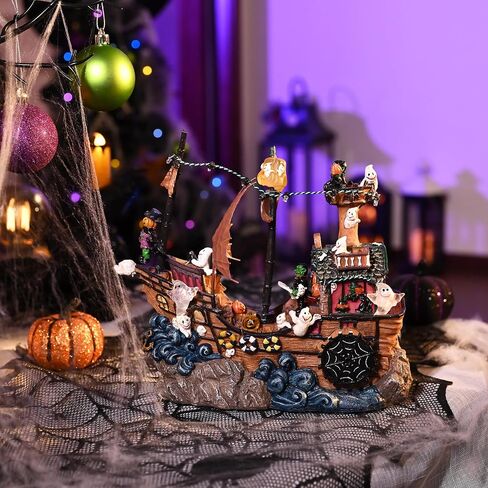 Valery Madelyn Scary Halloween Village Decorations for Home Decor, 10Inch Lighted Halloween House Statue with Music and Light, for Table Yard Garden Outdoor Indoor Party Decor in Saudi Arabia