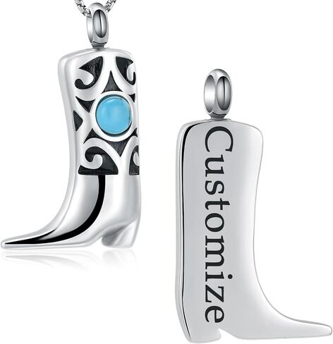 Inlay Turquoise Cowboy Boots memorial Ash Jewelry Keepsake Cremation Urn Necklace For Men&Women in Saudi Arabia