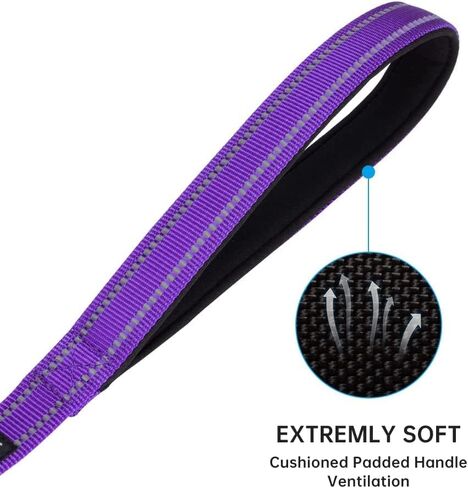 مقود تدريب الكلاب الممتاز من النايلون القوي والمتين، حبل جر بطول 4 أقدام وعرض 3/4 بوصة مع مقبض للكلاب الصغيرة (أحمر) in Kuwait