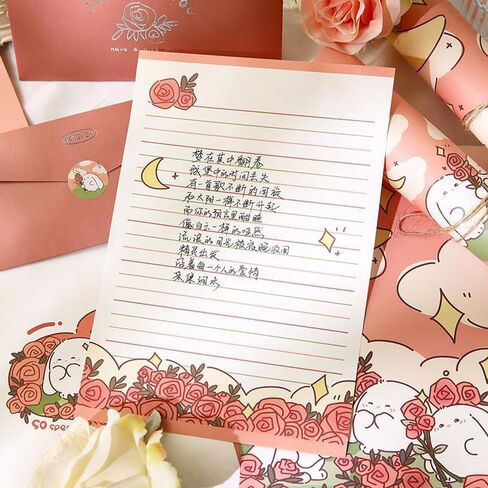 مجموعة 88 قطعة من ورق الكتابة والأظرف الثابتة 36 ورقة مبطنة من ورق القرطاسية 12 ظرفًا مطابقًا 24 ملصقًا و12 علامة كتاب تصميم فواكه طازجة مزدوج الجوانب للفتيات واللوازم المدرسية المكتبية in Kuwait