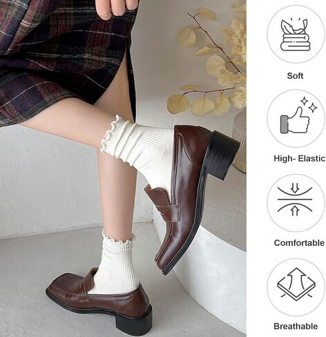 مجموعة من 24 جوارب نسائية مكشكشة من Cutecrop، جوارب كاحل لطيفة للنساء، جوارب دائرية مكشكشة للنساء والفتيات in Kuwait