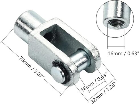 Aicosineg 2 قطعة 0.63in اسطوانة Clevis Y Joint M16 أنثى موضوع Y موصل 3.07in طول اسطوانة الهواء قضيب Clevis نهاية هوائي اسطوانات الهواء موصل تركيبات للصناعة الكيميائية الإلكترونية الفضة in Saudi Arabia