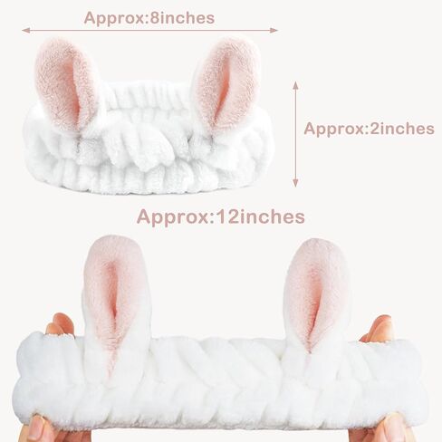 Ayesha 6pcs Bunny Ear Spa Headbands for Face Washing Makeup Headbands Stretchy Facial Headbands for Skincare Make up Shower in Kuwait