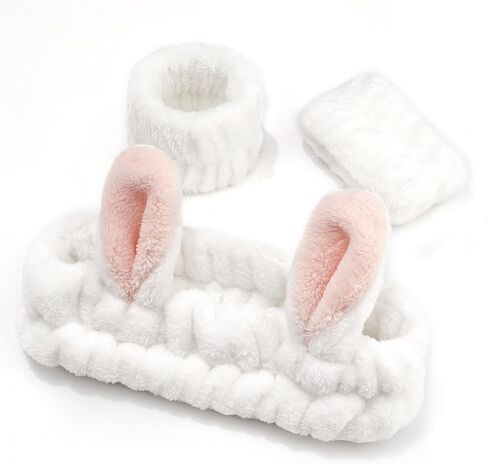 Ayesha 6pcs Bunny Ear Spa Headbands for Face Washing Makeup Headbands Stretchy Facial Headbands for Skincare Make up Shower in Kuwait