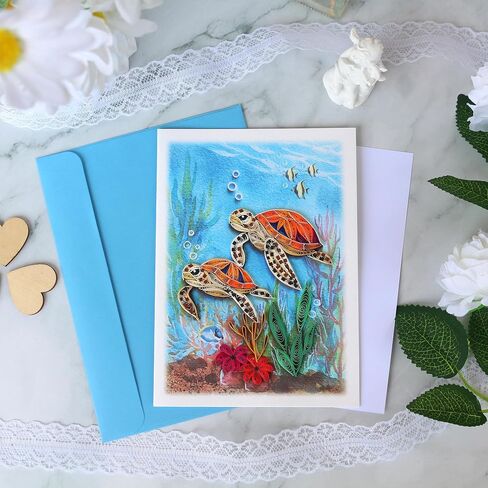 Penguin Couple Quilling Card, Anniversary Card for Wife, Husband, Parents, Handcrafted Greeting Card for Wedding, Birthday, Thinking of You, Mothers Day, Valentines Day Card in Kuwait