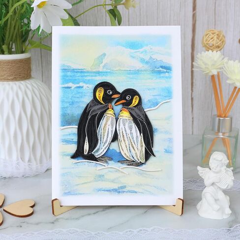Penguin Couple Quilling Card, Anniversary Card for Wife, Husband, Parents, Handcrafted Greeting Card for Wedding, Birthday, Thinking of You, Mothers Day, Valentines Day Card in Saudi Arabia