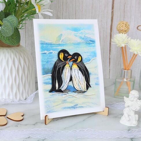 Penguin Couple Quilling Card, Anniversary Card for Wife, Husband, Parents, Handcrafted Greeting Card for Wedding, Birthday, Thinking of You, Mothers Day, Valentines Day Card in Saudi Arabia
