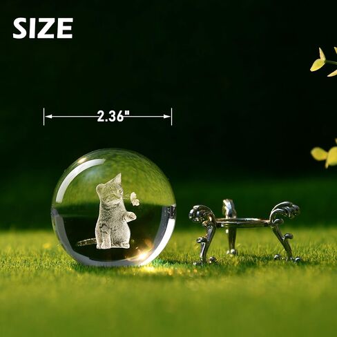 IFOLAINA 3D Cat Themed Gifts for Women Decor for Cat Lovers Cat Mom Crystal Ball Cat Related Sympathy Figurines Presents Cat Decorative Globe Decor with Stand in Kuwait