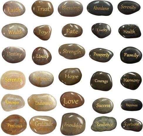 30 PCS Engraved Inspirational Stones - Gift Stones with Inspirational Words for Friends & Family Encouragement Rocks for Praying and Decoration, Motivational and Prayer Stones in Kuwait