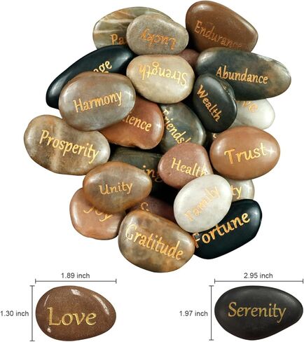 30 PCS Engraved Inspirational Stones - Gift Stones with Inspirational Words for Friends & Family Encouragement Rocks for Praying and Decoration, Motivational and Prayer Stones in Kuwait