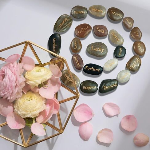 30 PCS Engraved Inspirational Stones - Gift Stones with Inspirational Words for Friends & Family Encouragement Rocks for Praying and Decoration, Motivational and Prayer Stones in Kuwait