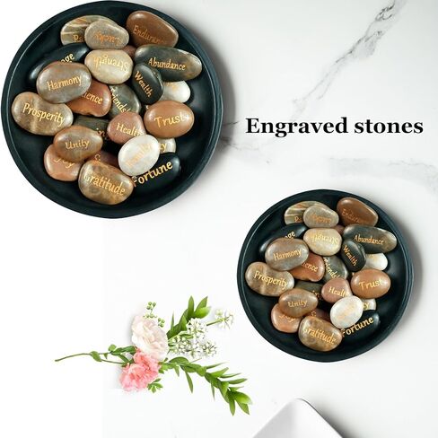 30 PCS Engraved Inspirational Stones - Gift Stones with Inspirational Words for Friends & Family Encouragement Rocks for Praying and Decoration, Motivational and Prayer Stones in Kuwait