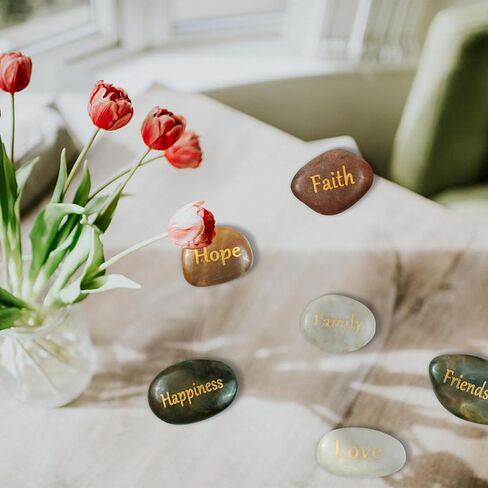30 PCS Engraved Inspirational Stones - Gift Stones with Inspirational Words for Friends & Family Encouragement Rocks for Praying and Decoration, Motivational and Prayer Stones in Kuwait
