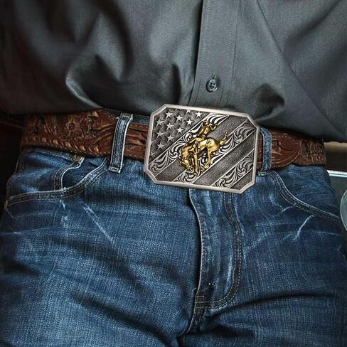 BBOTEN Western Cowboy Belt Buckle for Men Women, Longhorn Bull Prayer Horse Rider Rodeo Belt Buckle, Large Belt Buckles in Kuwait