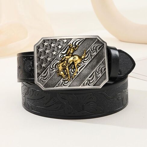 BBOTEN Western Cowboy Belt Buckle for Men Women, Longhorn Bull Prayer Horse Rider Rodeo Belt Buckle, Large Belt Buckles in Kuwait