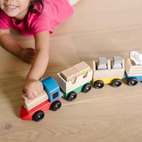 Melissa & Doug Wooden Farm Train Set - Classic Wooden Toy (3 linking cars) in Saudi Arabia