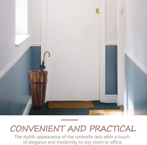 Luxshiny مظلة خشبية حامل مدخل مظلة ريفي حامل مظلة قائمة بذاتها دلو برميل رف قصب المشي العصي نوادي الغولف منظم زهرة مزهرية أرضية للشرفة in Kuwait