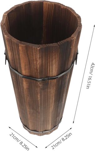 Luxshiny مظلة خشبية حامل مدخل مظلة ريفي حامل مظلة قائمة بذاتها دلو برميل رف قصب المشي العصي نوادي الغولف منظم زهرة مزهرية أرضية للشرفة in Kuwait