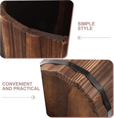 Luxshiny مظلة خشبية حامل مدخل مظلة ريفي حامل مظلة قائمة بذاتها دلو برميل رف قصب المشي العصي نوادي الغولف منظم زهرة مزهرية أرضية للشرفة in Kuwait