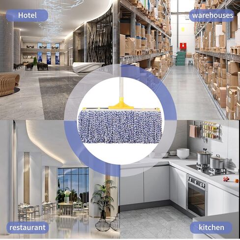 ممسحة تجارية لتنظيف الأرضيات، ممسحة مبللة قطنية شديدة التحمل بمقبض من الفولاذ المقاوم للصدأ مقاس 61 بوصة، عبوتان in Kuwait