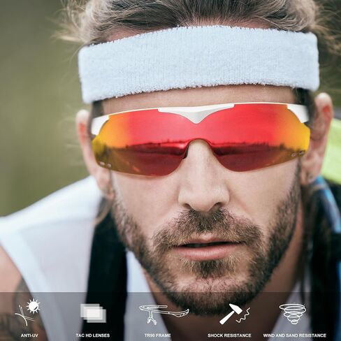 Polarized Sports Sunglasses With Magnetic Interchangeable Lens for Men Women Youth Cycling Running Baseball in Saudi Arabia
