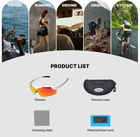 Polarized Sports Sunglasses With Magnetic Interchangeable Lens for Men Women Youth Cycling Running Baseball in Saudi Arabia
