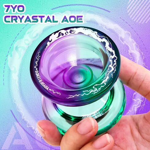 7YO استجابة يويو AOE، يويو ثنائي الغرض للأطفال المبتدئين، يويو احترافي من البلاستيك العريض مع محمل KK + محور + 5 سلاسل يويو (أخضر أرجواني) in Kuwait