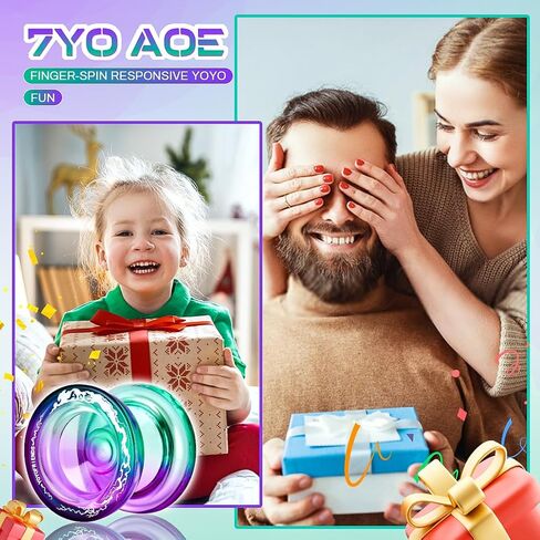 7YO استجابة يويو AOE، يويو ثنائي الغرض للأطفال المبتدئين، يويو احترافي من البلاستيك العريض مع محمل KK + محور + 5 سلاسل يويو (أخضر أرجواني) in Kuwait