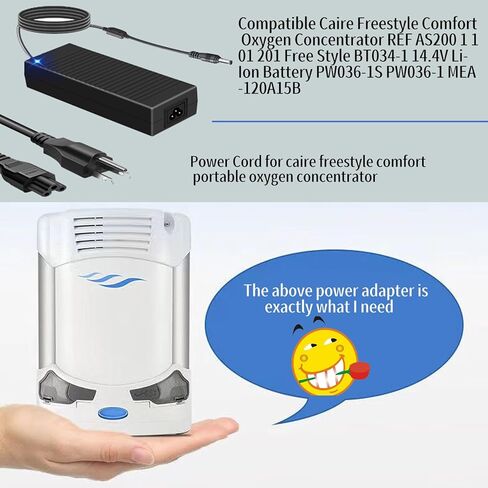 15V Power Supply for Caire Freestyle Comfort Oxygen O2 Concentrator REF AS200 1 101 201 Free Style BT034-1 14.4V Li-Ion Battery PW036-1S PW036-1 MEA-120A15B Power Adapter Cord in Kuwait