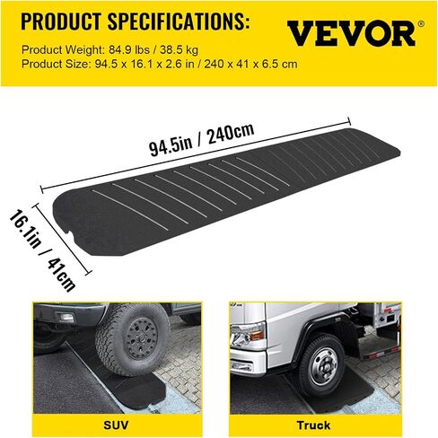 منحدر كبح VEVOR، حزمة واحدة من منحدرات الممر المطاطية، منحدر عتبة سعة الوزن 32000 رطل للخدمة الشاقة، 2.6 بوصة منحدرات جسر الرصيف العالية لتحميل رصيف الرصيف، مجموعة منحدر كاملة قابلة للتوسيع in Saudi Arabia