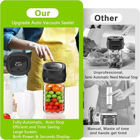 Electric Mason Jar Vacuum Sealer, Automatic Vacuum Sealer for Jars with Wide and Regular Mouth Lids 3-in 1 Canning Jars Vacuum Sealer Kit Portable Vacuum Sealing Machine Food Vacuum Storage in Saudi Arabia