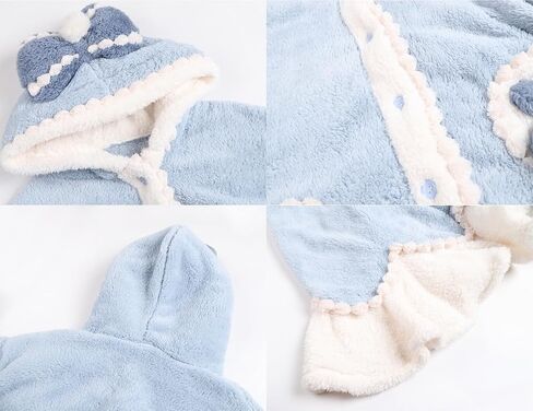 Brrioe Women's Cute Robe Button Bathrobe - Hooded Plush Sleepwear with Kawaii Pattern and trousers Sets in Saudi Arabia