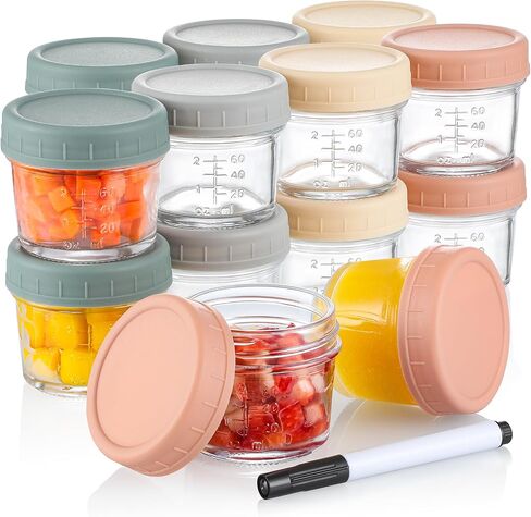VITEVER 6 Pack Glass Baby Food Storage Containers - 4 oz Baby Food Storage Jars with Lids, Baby Food Maker, Microwave, Dishwasher & Freezer Safe in Kuwait